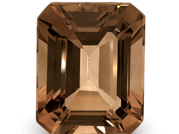 An exceptional Imperial Topaz gemstone with rich cognac color, rectangular cut, VVS2 clarity, 7.41 carats.